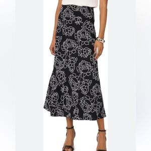 Black and white floral maxi skirt